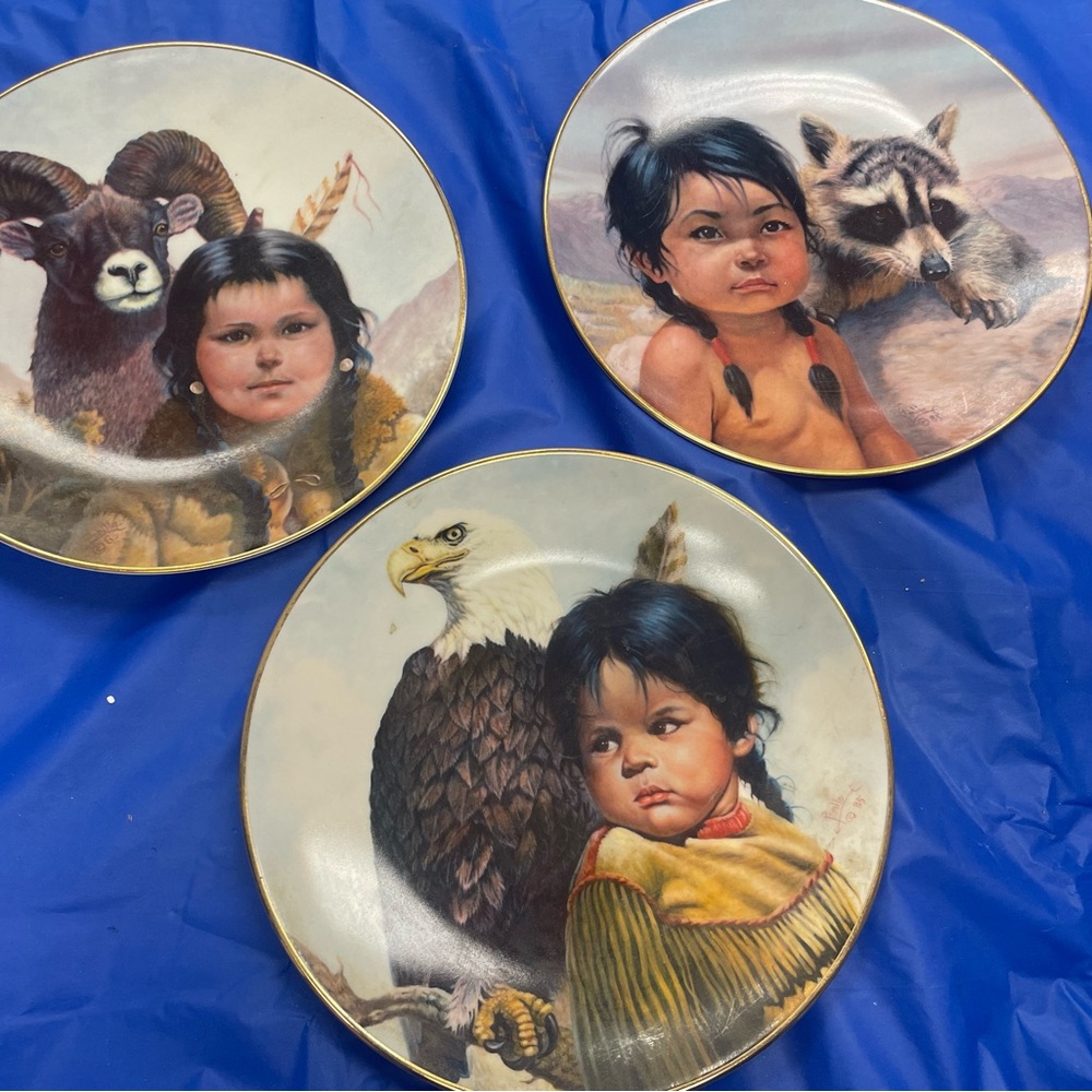 3 beauty collectors plates of American Indian children. No chips or cracks